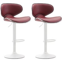 CLP - 2er Set Barhocker Las Vegas Kunstleder bordeauxrot weiß von CLP