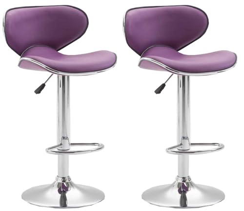 CLP 2er Set Barhocker Las Vegas Mit Kunstlederbezug I Höhenverstellbarer Barstuhl Mit Fußstütze, Farbe:lila, Gestell Farbe:Chrom CLP 2er Set Barhocker Las Vegas Mit Kunstlederbezug I Höhenverstellbarer Barstuhl Mit Fußstütze, Farbe:lila, Gestell Farbe:Chrom von CLP