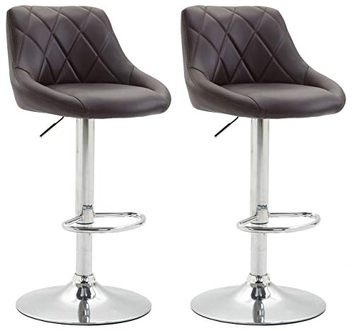 CLP 2er Set Barhocker Lazio Mit Kunstlederbezug I Höhenverstellbarer Und Drehbarer Hocker Mit Fußstütze In Chrom-Optik, Farbe:braun CLP 2er Set Barhocker Lazio Mit Kunstlederbezug I Höhenverstellbarer Und Drehbarer Hocker Mit Fußstütze In Chrom-Optik, Farbe:braun von CLP