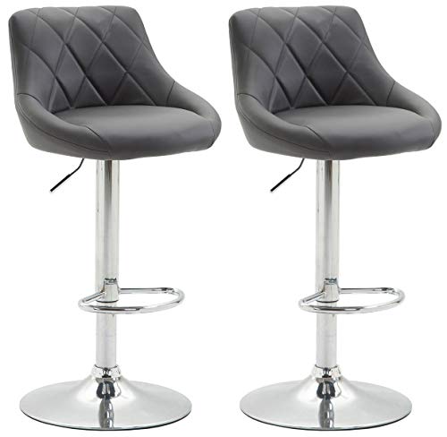 CLP 2er Set Barhocker Lazio Mit Kunstlederbezug I Höhenverstellbarer Und Drehbarer Hocker Mit Fußstütze In Chrom-Optik, Farbe:grau CLP 2er Set Barhocker Lazio Mit Kunstlederbezug I Höhenverstellbarer Und Drehbarer Hocker Mit Fußstütze In Chrom-Optik, Farbe:grau von CLP