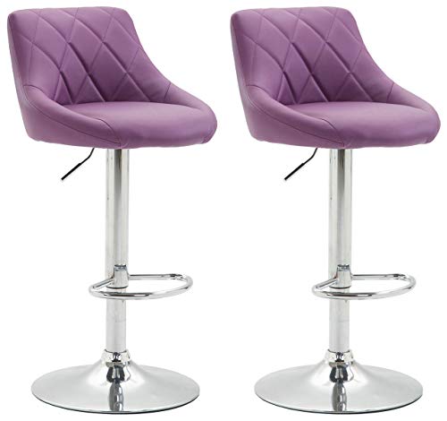 CLP 2er Set Barhocker Lazio Mit Kunstlederbezug I Höhenverstellbarer Und Drehbarer Hocker Mit Fußstütze In Chrom-Optik, Farbe:lila CLP 2er Set Barhocker Lazio Mit Kunstlederbezug I Höhenverstellbarer Und Drehbarer Hocker Mit Fußstütze In Chrom-Optik, Farbe:lila von CLP