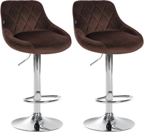 CLP 2er Set Barhocker Lazio Mit Samtbezug I Drehbarer Thekenhocker Mit Fußstütze I Höhenverstellbarer Barstuhl Mit Trompetenfuß, Farbe:braun, Gestell Farbe:Chrom CLP 2er Set Barhocker Lazio Mit Samtbezug I Drehbarer Thekenhocker Mit Fußstütze I Höhenverstellbarer Barstuhl Mit Trompetenfuß, Farbe:braun, Gestell Farbe:Chrom von CLP
