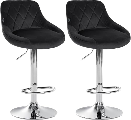 CLP 2er Set Barhocker Lazio Mit Samtbezug I Drehbarer Thekenhocker Mit Fußstütze I Höhenverstellbarer Barstuhl Mit Trompetenfuß, Farbe:schwarz, Gestell Farbe:Chrom CLP 2er Set Barhocker Lazio Mit Samtbezug I Drehbarer Thekenhocker Mit Fußstütze I Höhenverstellbarer Barstuhl Mit Trompetenfuß, Farbe:schwarz, Gestell Farbe:Chrom von CLP