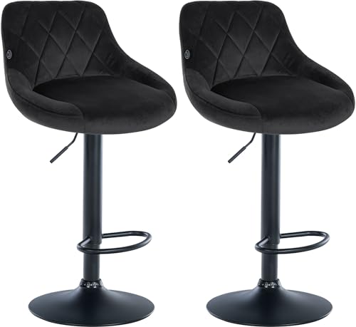 CLP 2er Set Barhocker Lazio Mit Samtbezug I Drehbarer Thekenhocker Mit Fußstütze I Höhenverstellbarer Barstuhl Mit Trompetenfuß, Farbe:schwarz, Gestell Farbe:schwarz CLP 2er Set Barhocker Lazio Mit Samtbezug I Drehbarer Thekenhocker Mit Fußstütze I Höhenverstellbarer Barstuhl Mit Trompetenfuß, Farbe:schwarz, Gestell Farbe:schwarz von CLP