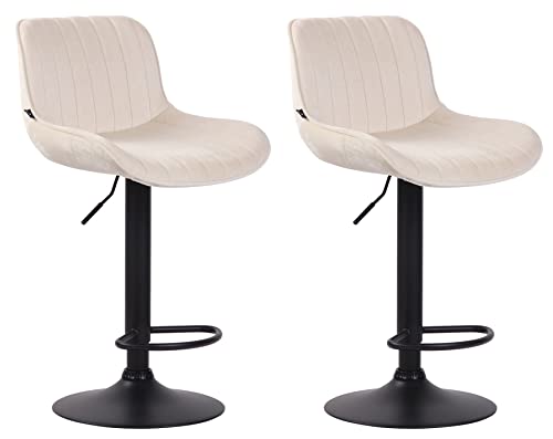 CLP 2er Set Barhocker Lentini Samt I Thekenhocker Höhenverstellbar I Barstühle Mit Fußstütze I 360° Drehbar I Tresenstühle Mit Trompetenfuß, Farbe:Creme, Gestell Farbe:schwarz CLP 2er Set Barhocker Lentini Samt I Thekenhocker Höhenverstellbar I Barstühle Mit Fußstütze I 360° Drehbar I Tresenstühle Mit Trompetenfuß, Farbe:Creme, Gestell Farbe:schwarz von CLP