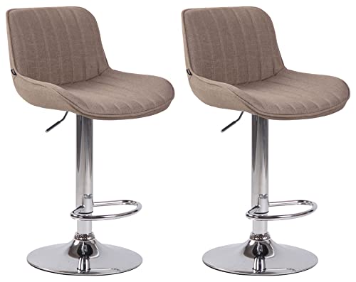 CLP 2er Set Barhocker Lentini Stoff I Thekenhocker Höhenverstellbar I Barstühle Mit Fußstütze I 360° Drehbar I Tresenstühle Mit Trompetenfuß, Farbe:Taupe, Gestell Farbe:Chrom CLP 2er Set Barhocker Lentini Stoff I Thekenhocker Höhenverstellbar I Barstühle Mit Fußstütze I 360° Drehbar I Tresenstühle Mit Trompetenfuß, Farbe:Taupe, Gestell Farbe:Chrom von CLP
