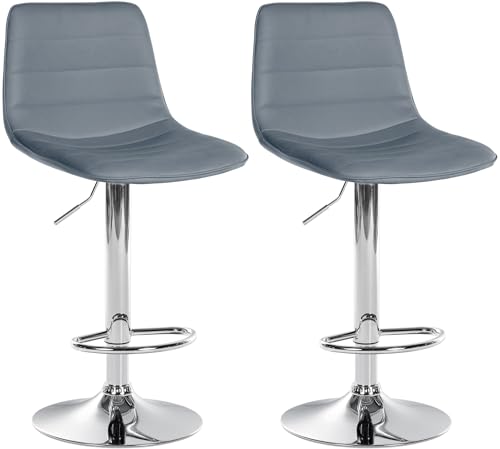 CLP 2er Set Barhocker Lex Kunstleder I Höhenverstellbare Thekenhocker Mit Kunstlederbezug I Drehbare Tresenstühle Mit Metallgestell, Farbe:grau, Material Gestell:Metall in Chromoptik CLP 2er Set Barhocker Lex Kunstleder I Höhenverstellbare Thekenhocker Mit Kunstlederbezug I Drehbare Tresenstühle Mit Metallgestell, Farbe:grau, Material Gestell:Metall in Chromoptik von CLP