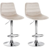 CLP - 2er Set Barhocker Lex Samt creme chrom von CLP