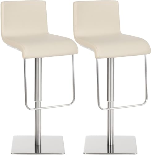 CLP 2er Set Barhocker Limon mit Kunstlederbezug I Barstühle mit Rückenlehne und Fußablage I höhenverstellbar und drehbar, Farbe:Creme, Gestell Farbe:Edelstahl CLP 2er Set Barhocker Limon mit Kunstlederbezug I Barstühle mit Rückenlehne und Fußablage I höhenverstellbar und drehbar, Farbe:Creme, Gestell Farbe:Edelstahl von CLP