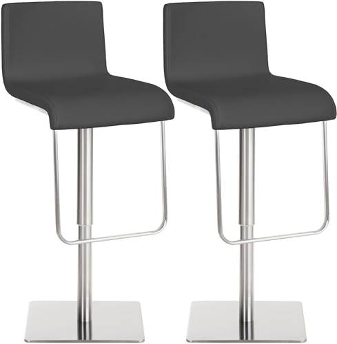 CLP 2er Set Barhocker Limon mit Kunstlederbezug I Barstühle mit Rückenlehne und Fußablage I höhenverstellbar und drehbar, Farbe:grau, Gestell Farbe:Edelstahl CLP 2er Set Barhocker Limon mit Kunstlederbezug I Barstühle mit Rückenlehne und Fußablage I höhenverstellbar und drehbar, Farbe:grau, Gestell Farbe:Edelstahl von CLP