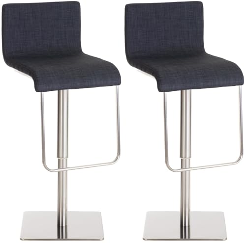 CLP 2er Set Barhocker Limon Mit Stoff-Bezug, Farbe:dunkelgrau, Gestell Farbe:Edelstahl von CLP