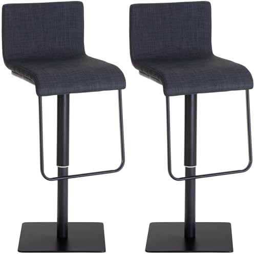 CLP 2er Set Barhocker Limon Mit Stoff-Bezug, Farbe:dunkelgrau, Gestell Farbe:schwarz von CLP