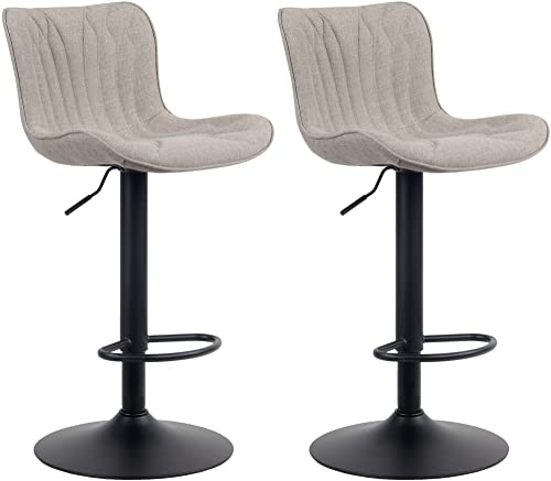 CLP 2er Set Barhocker Linus - Höhenverstellbare Barstühle - 360° Drehstühle Mit Rückenlehne Für Küche Und Bistro, Farbe:Taupe, Material:Stoff CLP 2er Set Barhocker Linus - Höhenverstellbare Barstühle - 360° Drehstühle Mit Rückenlehne Für Küche Und Bistro, Farbe:Taupe, Material:Stoff von CLP