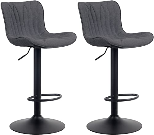 CLP 2er Set Barhocker Linus - Höhenverstellbare Barstühle - 360° Drehstühle Mit Rückenlehne Für Küche Und Bistro, Farbe:schwarz, Material:Stoff CLP 2er Set Barhocker Linus - Höhenverstellbare Barstühle - 360° Drehstühle Mit Rückenlehne Für Küche Und Bistro, Farbe:schwarz, Material:Stoff von CLP