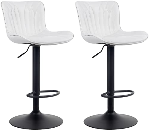 CLP 2er Set Barhocker Linus - Höhenverstellbare Barstühle - 360° Drehstühle Mit Rückenlehne Für Küche Und Bistro, Farbe:weiß, Material:Kunstleder CLP 2er Set Barhocker Linus - Höhenverstellbare Barstühle - 360° Drehstühle Mit Rückenlehne Für Küche Und Bistro, Farbe:weiß, Material:Kunstleder von CLP