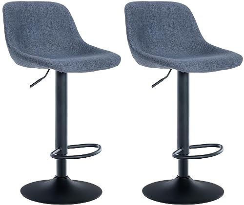 CLP 2er Set Barhocker Loft I Mit 2 Tresenhockern I Stühle Mit Rückenlehne, 360° Grad Drehbar Und Höhenverstellbar I Für Küche Und Theke, Farbe:blau, Material:Stoff CLP 2er Set Barhocker Loft I Mit 2 Tresenhockern I Stühle Mit Rückenlehne, 360° Grad Drehbar Und Höhenverstellbar I Für Küche Und Theke, Farbe:blau, Material:Stoff von CLP