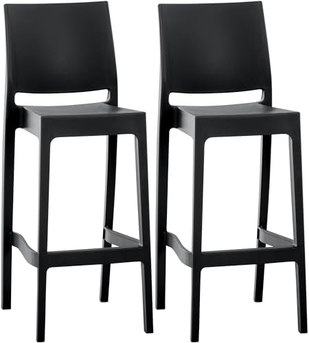 CLP 2er Set Barhocker Maya Aus Wetterbeständigem Kunststoff I 2X Tresenhocker Mit Fußstütze Und Hoher Rückenlehne, Farbe:schwarz CLP 2er Set Barhocker Maya Aus Wetterbeständigem Kunststoff I 2X Tresenhocker Mit Fußstütze Und Hoher Rückenlehne, Farbe:schwarz von CLP