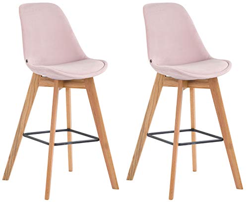 CLP 2er Set Barhocker Metz Mit Samtbezug I Thekenhocker Mit Eichenholzgestell Und Fußstütze I Barstuhl Mit Lehne, Farbe:pink, Gestell Farbe:Natur CLP 2er Set Barhocker Metz Mit Samtbezug I Thekenhocker Mit Eichenholzgestell Und Fußstütze I Barstuhl Mit Lehne, Farbe:pink, Gestell Farbe:Natur von CLP