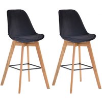 CLP - 2er Set Barhocker Metz Samt schwarz natura von CLP