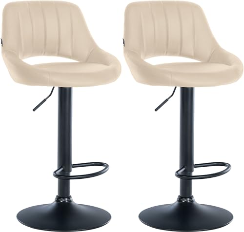CLP 2er Set Barhocker Milet Kunstleder I Drehbarer Barstuhl Mit Fußstütze Und Rückenlehne, Farbe:Creme, Material Gestell:Metall matt schwarz CLP 2er Set Barhocker Milet Kunstleder I Drehbarer Barstuhl Mit Fußstütze Und Rückenlehne, Farbe:Creme, Material Gestell:Metall matt schwarz von CLP