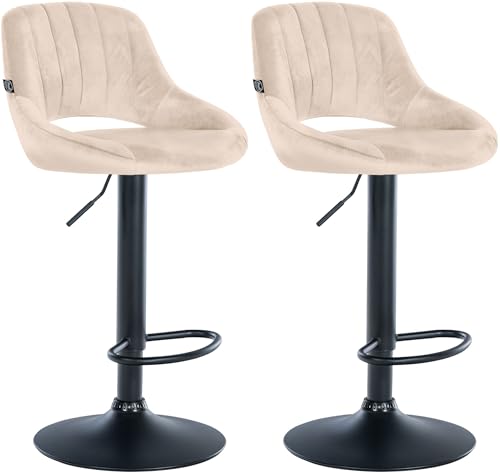 CLP 2er Set Barhocker Milet Mit Samt-Bezug I Drehbarer Barstuhl Mit Lehne Und Fußstütze, Farbe:Creme, Material Gestell:Metall matt schwarz CLP 2er Set Barhocker Milet Mit Samt-Bezug I Drehbarer Barstuhl Mit Lehne Und Fußstütze, Farbe:Creme, Material Gestell:Metall matt schwarz von CLP