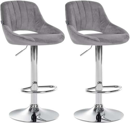 CLP 2er Set Barhocker Milet Mit Samt-Bezug I Drehbarer Barstuhl Mit Lehne Und Fußstütze, Farbe:dunkelgrau, Material Gestell:Metall in Chromoptik CLP 2er Set Barhocker Milet Mit Samt-Bezug I Drehbarer Barstuhl Mit Lehne Und Fußstütze, Farbe:dunkelgrau, Material Gestell:Metall in Chromoptik von CLP