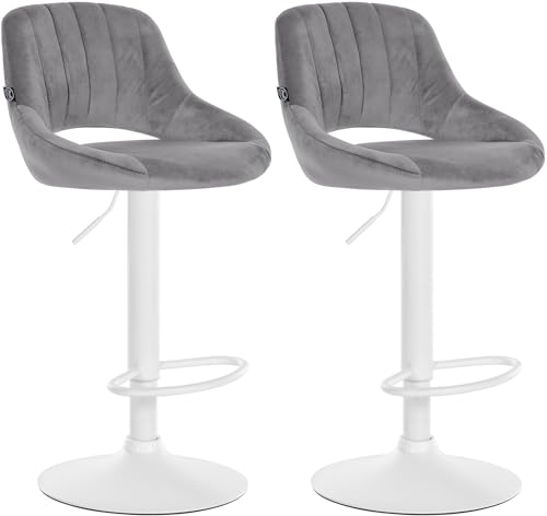 CLP 2er Set Barhocker Milet Mit Samt-Bezug I Drehbarer Barstuhl Mit Lehne Und Fußstütze, Farbe:dunkelgrau, Material Gestell:Metall matt Weiss CLP 2er Set Barhocker Milet Mit Samt-Bezug I Drehbarer Barstuhl Mit Lehne Und Fußstütze, Farbe:dunkelgrau, Material Gestell:Metall matt Weiss von CLP