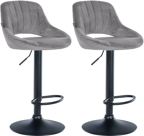 CLP 2er Set Barhocker Milet Mit Samt-Bezug I Drehbarer Barstuhl Mit Lehne Und Fußstütze, Farbe:dunkelgrau, Material Gestell:Metall matt schwarz CLP 2er Set Barhocker Milet Mit Samt-Bezug I Drehbarer Barstuhl Mit Lehne Und Fußstütze, Farbe:dunkelgrau, Material Gestell:Metall matt schwarz von CLP