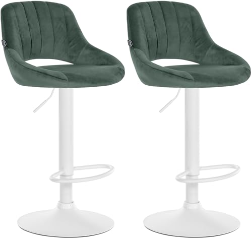 CLP 2er Set Barhocker Milet Mit Samt-Bezug I Drehbarer Barstuhl Mit Lehne Und Fußstütze, Farbe:grün, Material Gestell:Metall matt Weiss CLP 2er Set Barhocker Milet Mit Samt-Bezug I Drehbarer Barstuhl Mit Lehne Und Fußstütze, Farbe:grün, Material Gestell:Metall matt Weiss von CLP