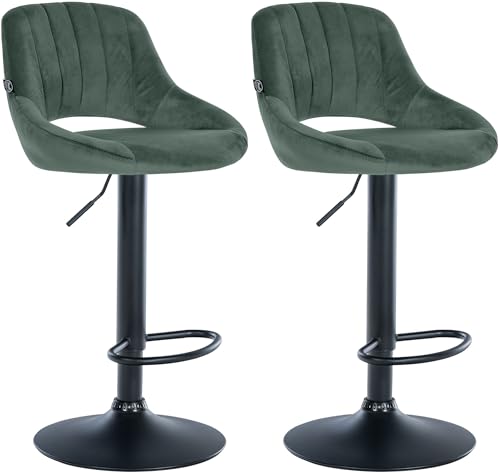 CLP 2er Set Barhocker Milet Mit Samt-Bezug I Drehbarer Barstuhl Mit Lehne Und Fußstütze, Farbe:grün, Material Gestell:Metall matt schwarz CLP 2er Set Barhocker Milet Mit Samt-Bezug I Drehbarer Barstuhl Mit Lehne Und Fußstütze, Farbe:grün, Material Gestell:Metall matt schwarz von CLP