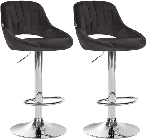 CLP 2er Set Barhocker Milet Mit Samt-Bezug I Drehbarer Barstuhl Mit Lehne Und Fußstütze, Farbe:schwarz, Material Gestell:Metall in Chromoptik CLP 2er Set Barhocker Milet Mit Samt-Bezug I Drehbarer Barstuhl Mit Lehne Und Fußstütze, Farbe:schwarz, Material Gestell:Metall in Chromoptik von CLP
