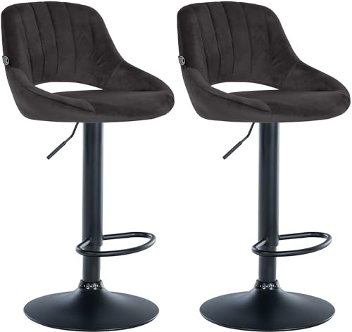 CLP 2er Set Barhocker Milet Mit Samt-Bezug I Drehbarer Barstuhl Mit Lehne Und Fußstütze, Farbe:schwarz, Material Gestell:Metall matt schwarz CLP 2er Set Barhocker Milet Mit Samt-Bezug I Drehbarer Barstuhl Mit Lehne Und Fußstütze, Farbe:schwarz, Material Gestell:Metall matt schwarz von CLP