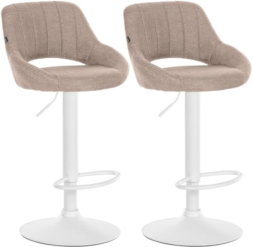 CLP 2er Set Barhocker Milet Mit Stoffbezug I Drehbarer Barstuhl Mit Lehne Und Fußstütze, Farbe:Taupe, Material Gestell:Metall matt Weiss CLP 2er Set Barhocker Milet Mit Stoffbezug I Drehbarer Barstuhl Mit Lehne Und Fußstütze, Farbe:Taupe, Material Gestell:Metall matt Weiss von CLP