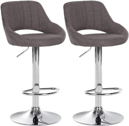 CLP 2er Set Barhocker Milet Mit Stoffbezug I Drehbarer Barstuhl Mit Lehne Und Fußstütze, Farbe:dunkelgrau, Material Gestell:Metall in Chromoptik von CLP