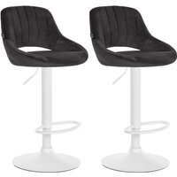 CLP - 2er Set Barhocker Milet Samt schwarz Metall matt weiss von CLP