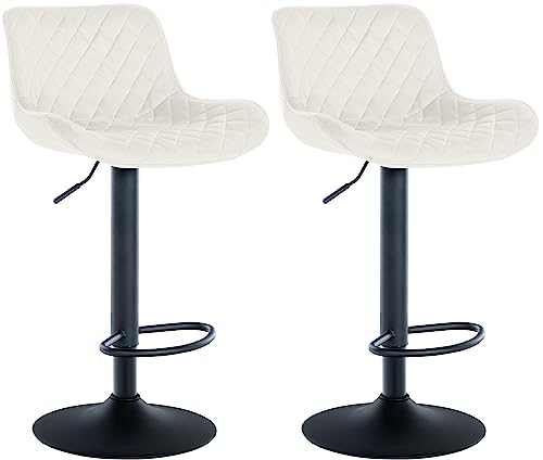 CLP 2er Set Barhocker Minosa I Fußstützen Aus Metall I Höhenverstellbare Gepolsterte Drehstühle, Farbe:Creme, Material:Samt CLP 2er Set Barhocker Minosa I Fußstützen Aus Metall I Höhenverstellbare Gepolsterte Drehstühle, Farbe:Creme, Material:Samt von CLP