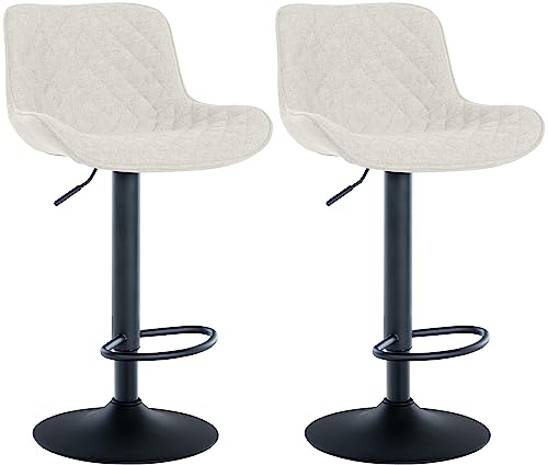 CLP 2er Set Barhocker Minosa I Fußstützen Aus Metall I Höhenverstellbare Gepolsterte Drehstühle, Farbe:Creme, Material:Stoff CLP 2er Set Barhocker Minosa I Fußstützen Aus Metall I Höhenverstellbare Gepolsterte Drehstühle, Farbe:Creme, Material:Stoff von CLP