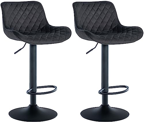 CLP 2er Set Barhocker Minosa I Fußstützen Aus Metall I Höhenverstellbare Gepolsterte Drehstühle, Farbe:schwarz, Material:Samt CLP 2er Set Barhocker Minosa I Fußstützen Aus Metall I Höhenverstellbare Gepolsterte Drehstühle, Farbe:schwarz, Material:Samt von CLP