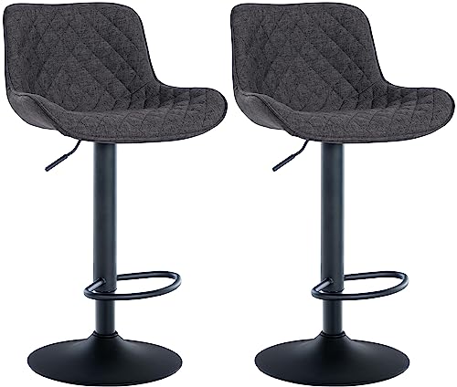 CLP 2er Set Barhocker Minosa I Fußstützen Aus Metall I Höhenverstellbare Gepolsterte Drehstühle, Farbe:schwarz, Material:Stoff CLP 2er Set Barhocker Minosa I Fußstützen Aus Metall I Höhenverstellbare Gepolsterte Drehstühle, Farbe:schwarz, Material:Stoff von CLP