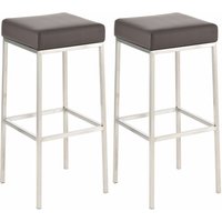 CLP - 2er Set Barhocker Montreal Kunstlederbezug edelstahl braun von CLP