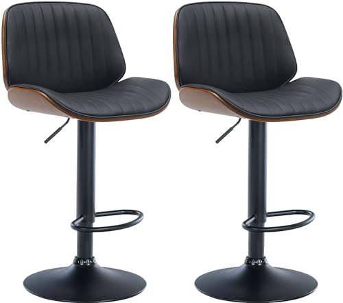 CLP 2er Set Barhocker Nova I Kunstleder-Bezug I Höhenverstellbarer Barstuhl, Farbe:walnuss/schwarz CLP 2er Set Barhocker Nova I Kunstleder-Bezug I Höhenverstellbarer Barstuhl, Farbe:walnuss/schwarz von CLP