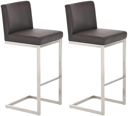 CLP 2er Set Barhocker Paros I Freischwinger Barstuhl I Kunstleder-Bezug I Edelstahl-Gestell, Farbe:braun CLP 2er Set Barhocker Paros I Freischwinger Barstuhl I Kunstleder-Bezug I Edelstahl-Gestell, Farbe:braun von CLP