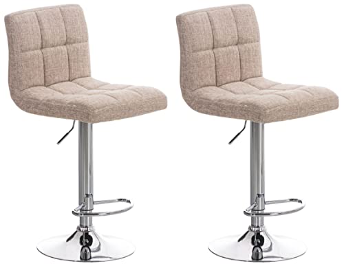 CLP 2er Set Barhocker Peru Mit Stoffbezug I Drehbare, Höhenverstellbare Barstühle Mit Lehne & Metallgestell In Chrom-Optik, Farbe:Creme CLP 2er Set Barhocker Peru Mit Stoffbezug I Drehbare, Höhenverstellbare Barstühle Mit Lehne & Metallgestell In Chrom-Optik, Farbe:Creme von CLP
