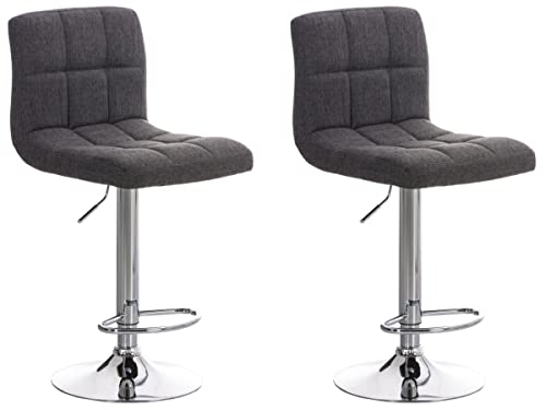 CLP 2er Set Barhocker Peru Mit Stoffbezug I Drehbare, Höhenverstellbare Barstühle Mit Lehne & Metallgestell In Chrom-Optik, Farbe:hellgrau von CLP