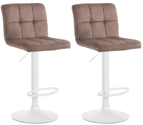 CLP 2er Set Barhocker Peru Samt I Höhenverstellbarer Drehstuhl Mit Gestepptem Polster I Komfort Thekenhocker Mit Fußstütze Und Metallgestell, Farbe:braun, Gestell Farbe:weiß CLP 2er Set Barhocker Peru Samt I Höhenverstellbarer Drehstuhl Mit Gestepptem Polster I Komfort Thekenhocker Mit Fußstütze Und Metallgestell, Farbe:braun, Gestell Farbe:weiß von CLP