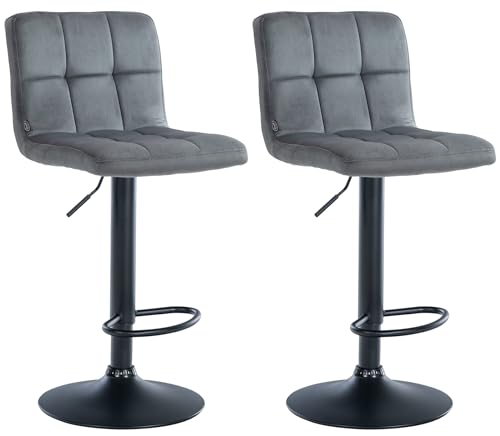 CLP 2er Set Barhocker Peru Samt I Höhenverstellbarer Drehstuhl Mit Gestepptem Polster I Komfort Thekenhocker Mit Fußstütze Und Metallgestell, Farbe:dunkelgrau, Gestell Farbe:schwarz CLP 2er Set Barhocker Peru Samt I Höhenverstellbarer Drehstuhl Mit Gestepptem Polster I Komfort Thekenhocker Mit Fußstütze Und Metallgestell, Farbe:dunkelgrau, Gestell Farbe:schwarz von CLP