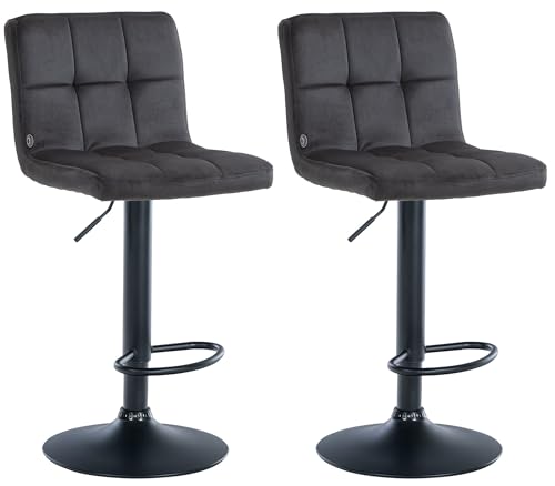 CLP 2er Set Barhocker Peru Samt I Höhenverstellbarer Drehstuhl Mit Gestepptem Polster I Komfort Thekenhocker Mit Fußstütze Und Metallgestell, Farbe:schwarz, Gestell Farbe:schwarz CLP 2er Set Barhocker Peru Samt I Höhenverstellbarer Drehstuhl Mit Gestepptem Polster I Komfort Thekenhocker Mit Fußstütze Und Metallgestell, Farbe:schwarz, Gestell Farbe:schwarz von CLP