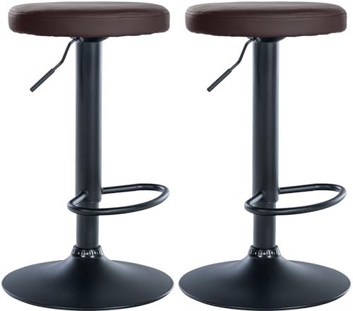 CLP 2er Set Barhocker Ponte Kunstleder I Drehbarer Thekenhocker I Höhenverstellbarer Hocker I Küchenhocker mit Metallgestell, Farbe:braun, Material Gestell:Metall matt schwarz von CLP