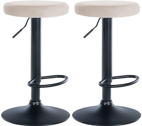 CLP 2er Set Barhocker Ponte Samt I Drehbarer Thekenhocker I Höhenverstellbarer Hocker I Küchenhocker mit Metallgestell, Farbe:Creme, Material Gestell:Metall matt schwarz CLP 2er Set Barhocker Ponte Samt I Drehbarer Thekenhocker I Höhenverstellbarer Hocker I Küchenhocker mit Metallgestell, Farbe:Creme, Material Gestell:Metall matt schwarz von CLP