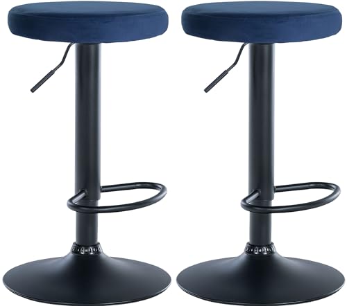CLP 2er Set Barhocker Ponte Samt I Drehbarer Thekenhocker I Höhenverstellbarer Hocker I Küchenhocker mit Metallgestell, Farbe:blau, Material Gestell:Metall matt schwarz CLP 2er Set Barhocker Ponte Samt I Drehbarer Thekenhocker I Höhenverstellbarer Hocker I Küchenhocker mit Metallgestell, Farbe:blau, Material Gestell:Metall matt schwarz von CLP